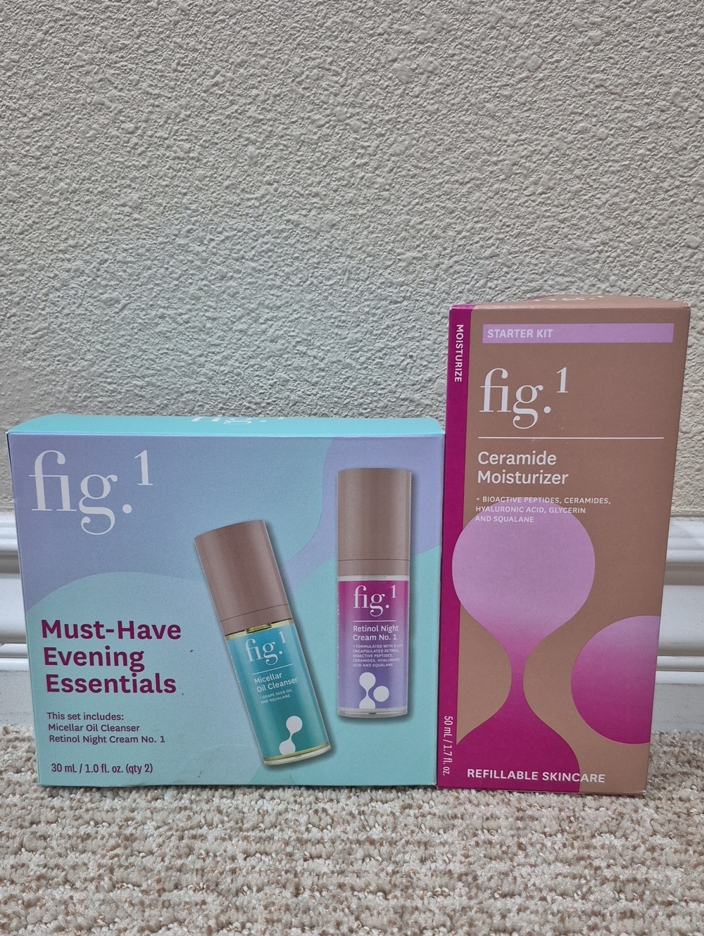 NEW Set Fig.1 Ceramide Moisturizer, Micellar Oil Cleanser, & Retinol Night Cream
